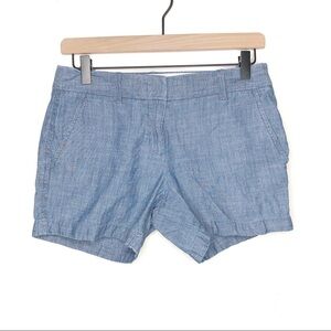 J. Crew Chambray Midrise Chino Shorts Blue 0